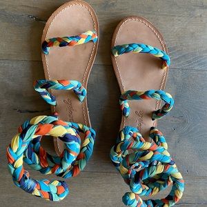 FREE PEOPLE Braided Boho Ankle Wrap  Sandal